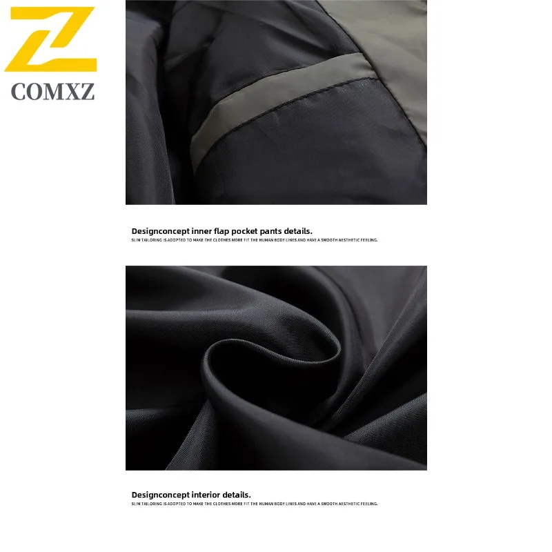 سترة COMXZ للرجال مبطنة بالقطن مقاومة للرياح ومقاومة للبرد ملابس الشارع بتصميم عصري سترة شتوية يومية غير رسمية معطف مبطن