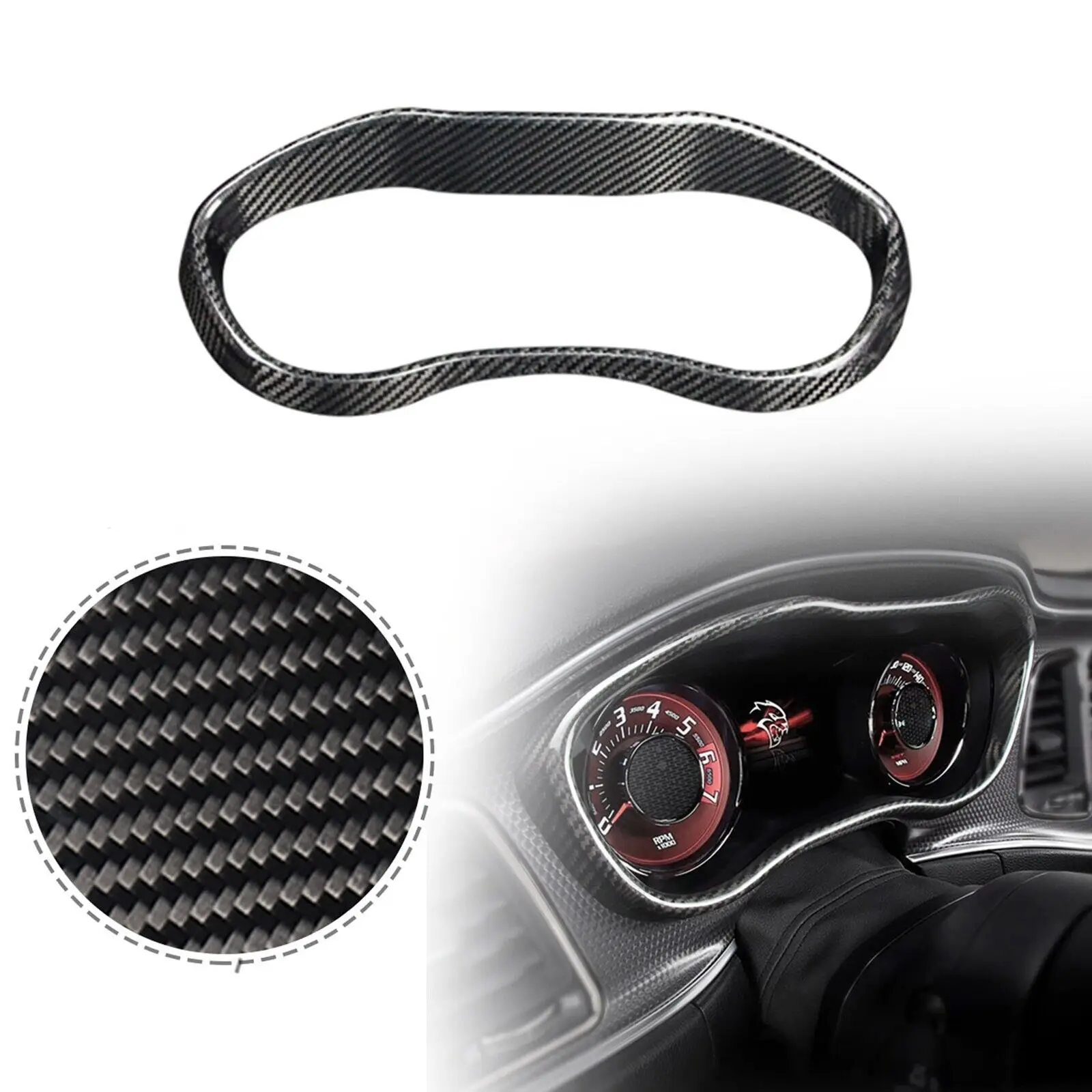 

For Dodge Charger 2015-21 Real Carbon Fiber Dashboard Instrument Box Trim Cover