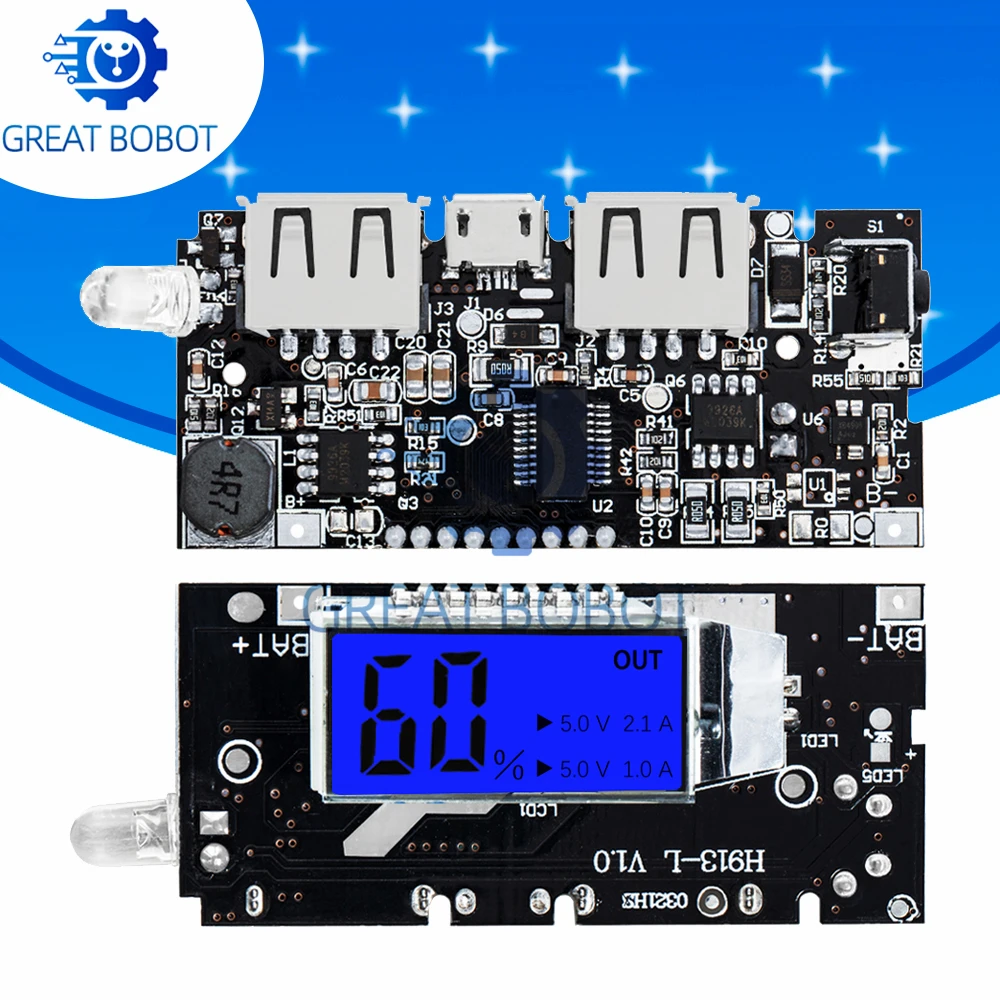 BS Dual USB Mobile Power Bank: 5V 1A & 2,1A Ausgang! 18650 Batteriebetriebenes PCB-Leistungsmodul – Telefonaufladen und Heimwerken