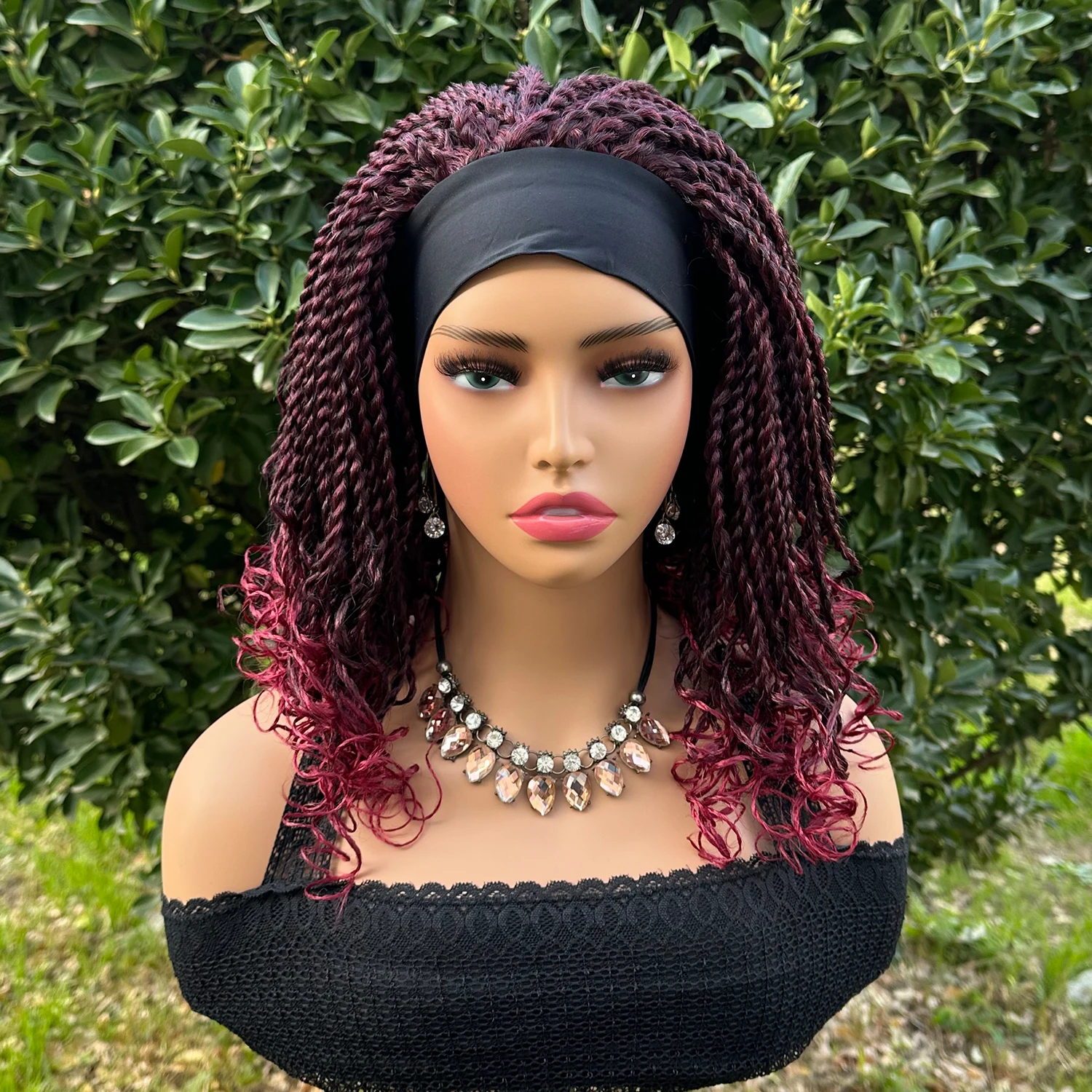 

Short Braided Headband Wigs For Black Women Box Braided Headband Bob Wig African Synthetic Braiding Hair Headband Bob Wig