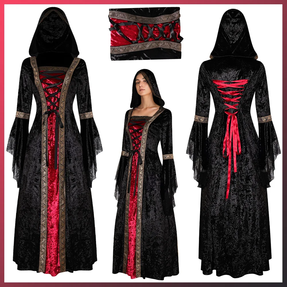 Retro Medieval Cosplay Women Dress Middle Ages Costumes Party Stage Performance Dress Female Roleplay Halloween Outfits