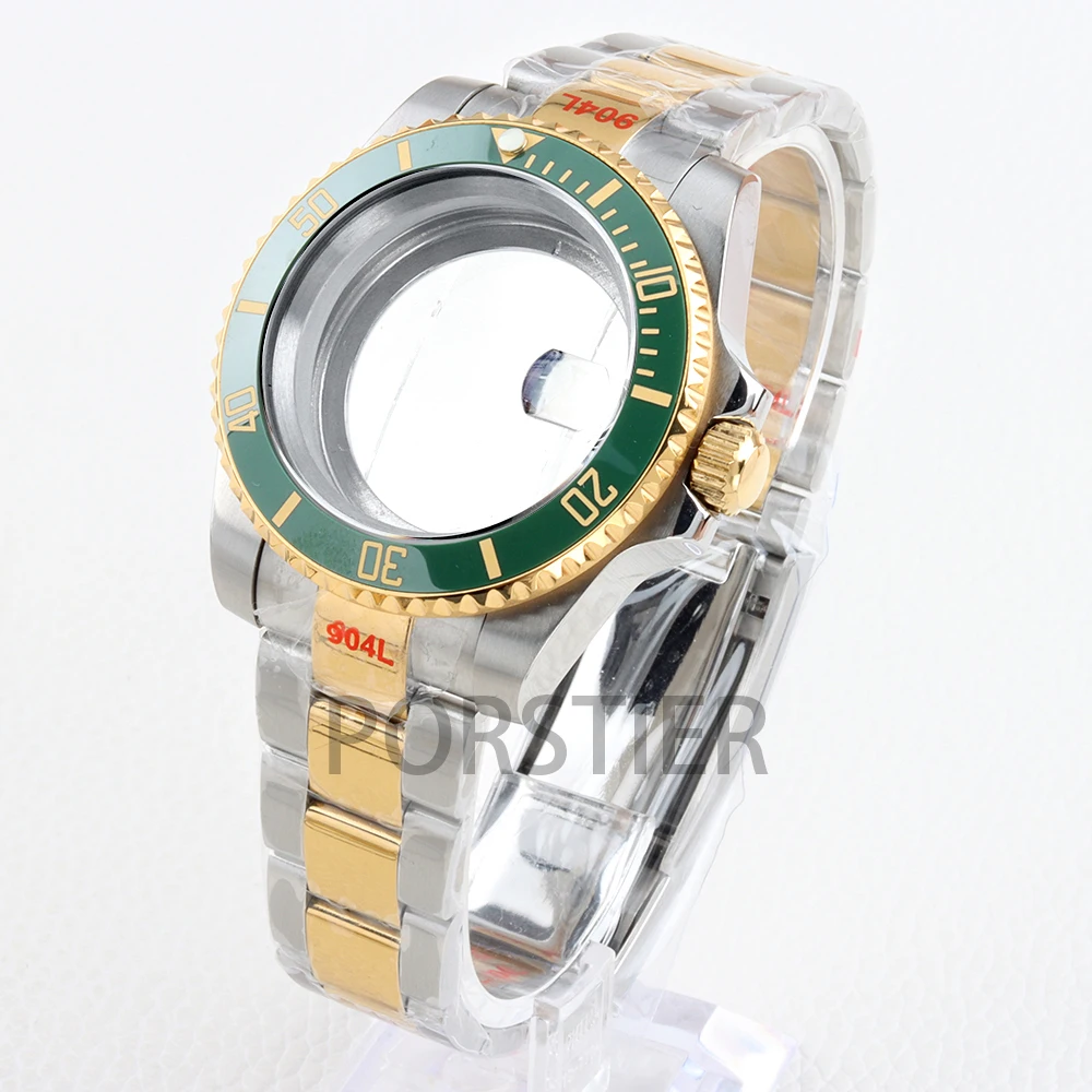 40 مللي متر NH35 حالة الياقوت الزجاج ل Seiko NH34 NH35 NH36 NH38 حركة الفرعية GMT يخت ماستر الفولاذ المقاوم للصدأ المحار/حزام اليوبيل