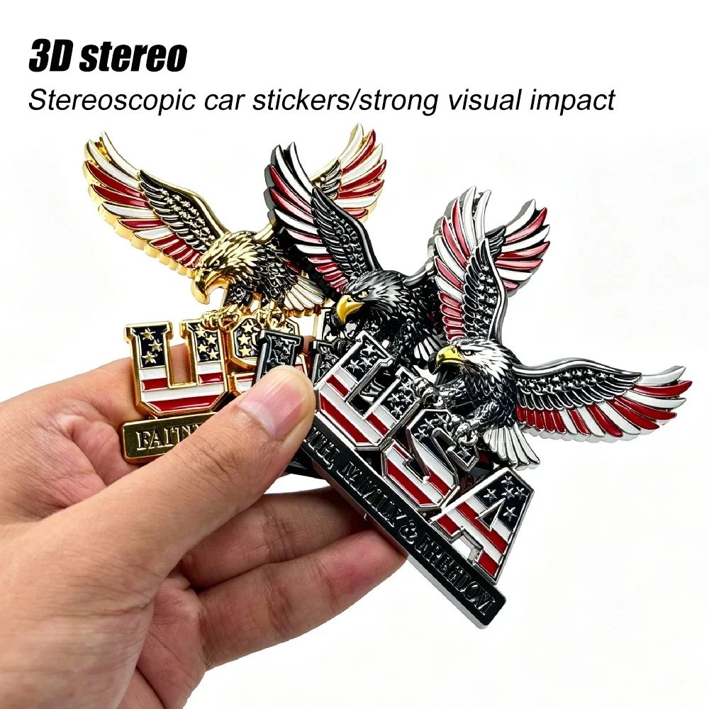 NEW USA Faith,Family & Freedom Metal Emblem 3D Metal American Flag Patriotic Car Decal Badge Edition -Universal Decor for Truck