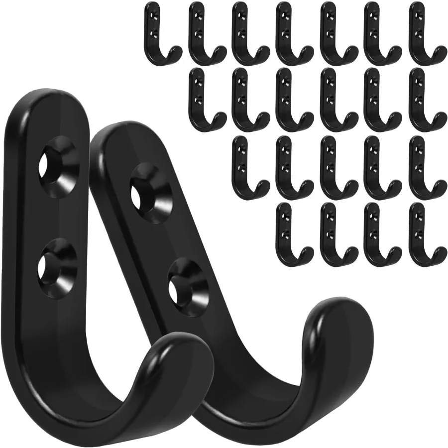 

24 шт. крючки для одежды Zi, металлические настенные крючки с одним зубцом и 48 винтами, черные настенные крючки без ржавчины для подвешивания полотенец, пальто, шарф, сумка, шляпа