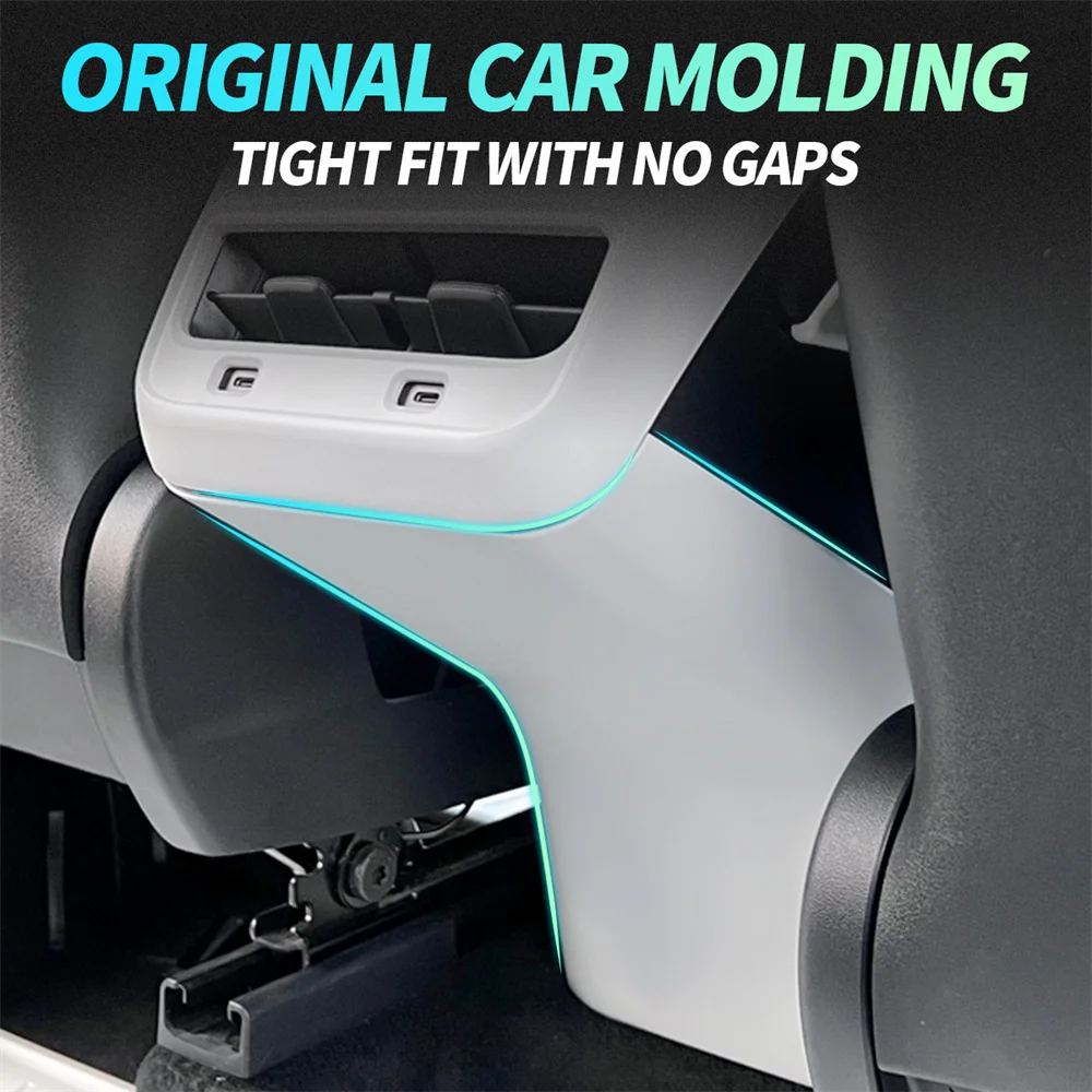 Matte White Car Rear Air Vent Outlet Conditioner Anti Kick Board Trim Handrail Cover For Tesla Model Y 3 Interior Accessories