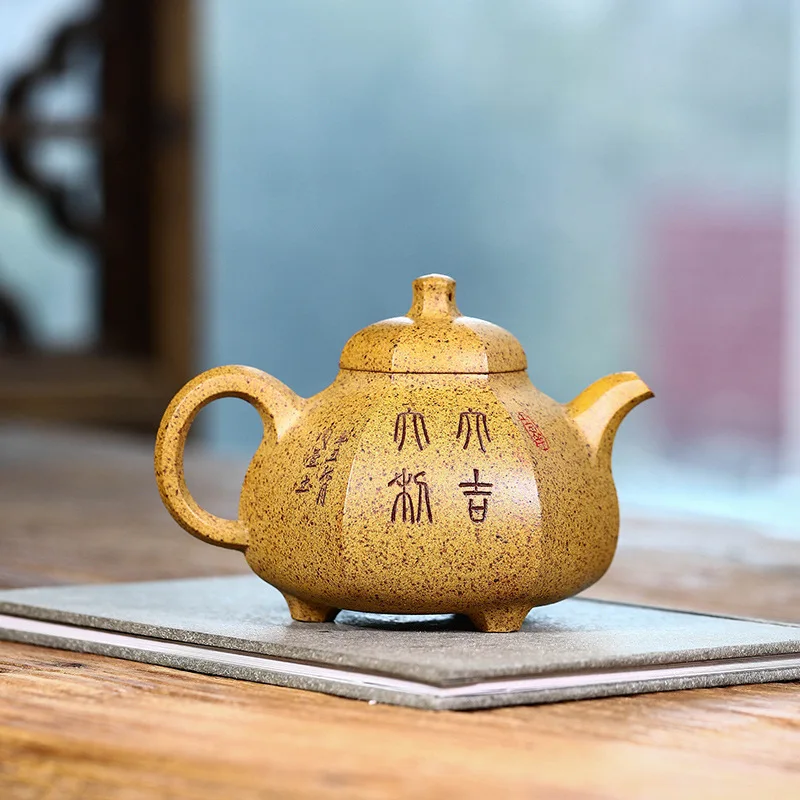 Wholesale Handmade Hexagonal Ru Ding Teapot Crafted By National Artisans Using Longyao Wood-Fired Snowflake Clay High-End Tea