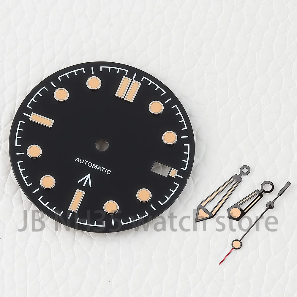 

Циферблат для часов 31 мм NH35, стрелки и инструменты для ремонта, для Seamaster 300, зеленые светящиеся стрелки, совместимы с механизмами NH35 NH36