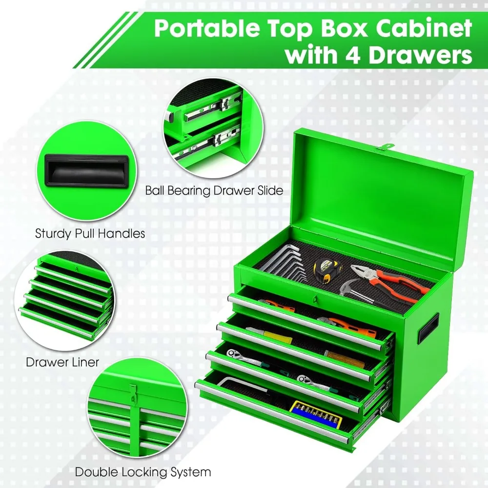 대형 롤링 공구함 5개의 서랍과 분리형 공구함 포함 작업장 보관용