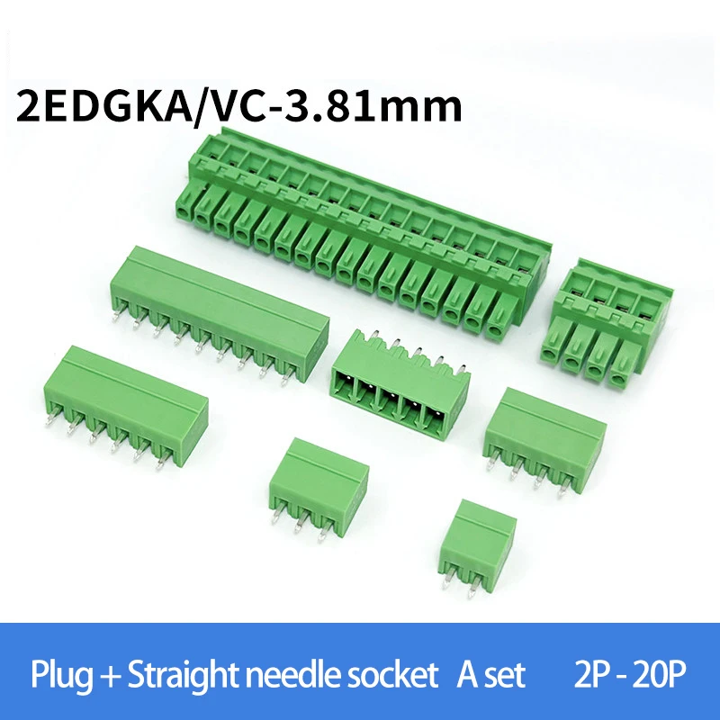 15EDGV 3.81mm Straight Pin socket 2EDGKA 3.81mm Plug Male and Female PCB terminal block side outlet 2EDGVC A set