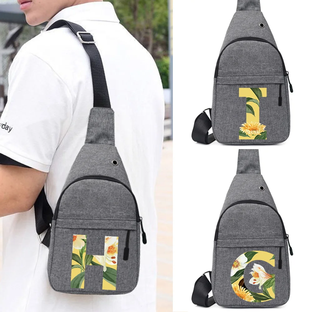 

Сумки через плечо с цветочным и буквенным принтом, сумка для хранения телефона и мелочей, нагрудная сумка на одно плечо, регулируемая, унисекс, для поездок на работу