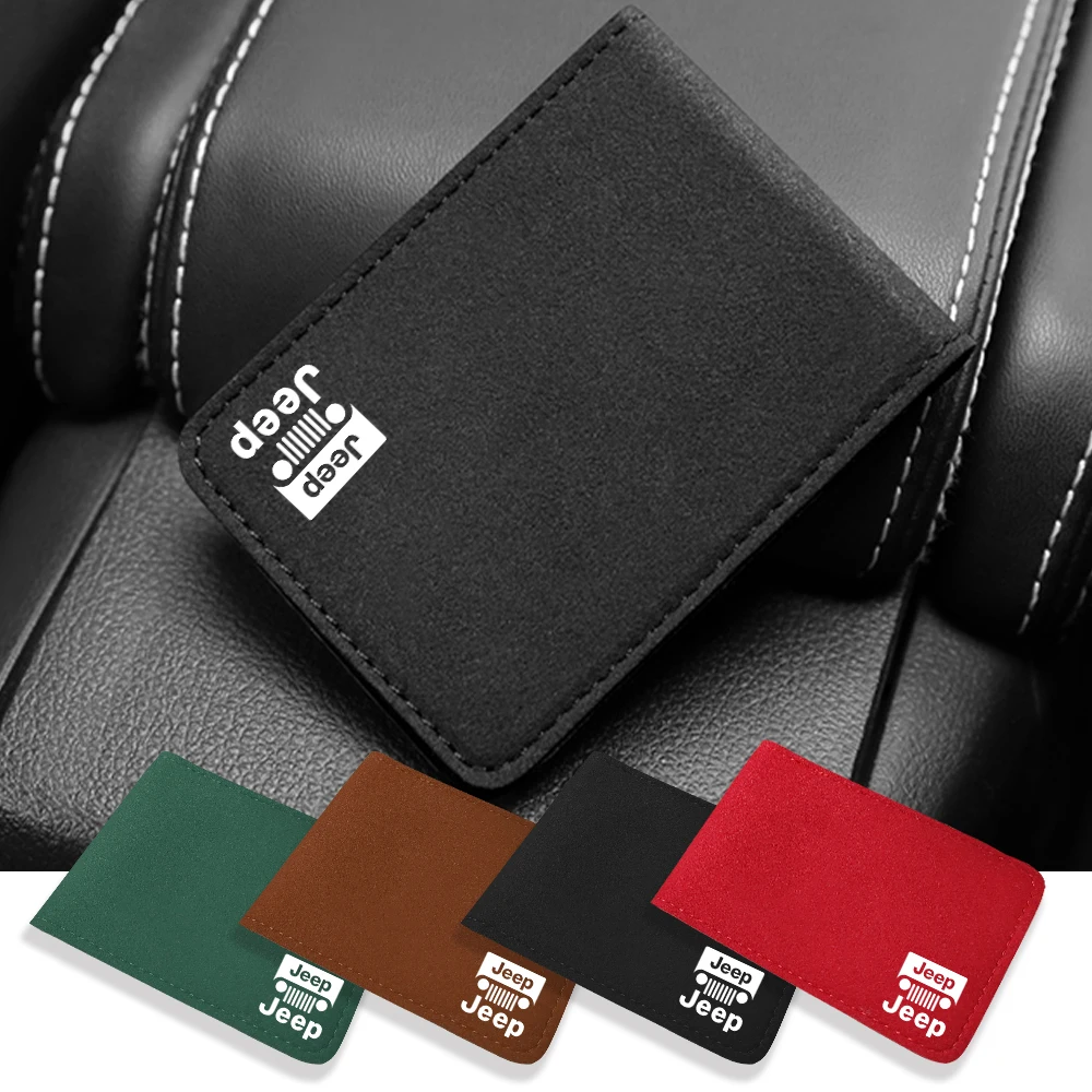 

PU Leather Men Women Driver License Holder Wallet Purse Credit Card Storage Bag For JEEP Renegade GrandCherokee Wrangler Compass