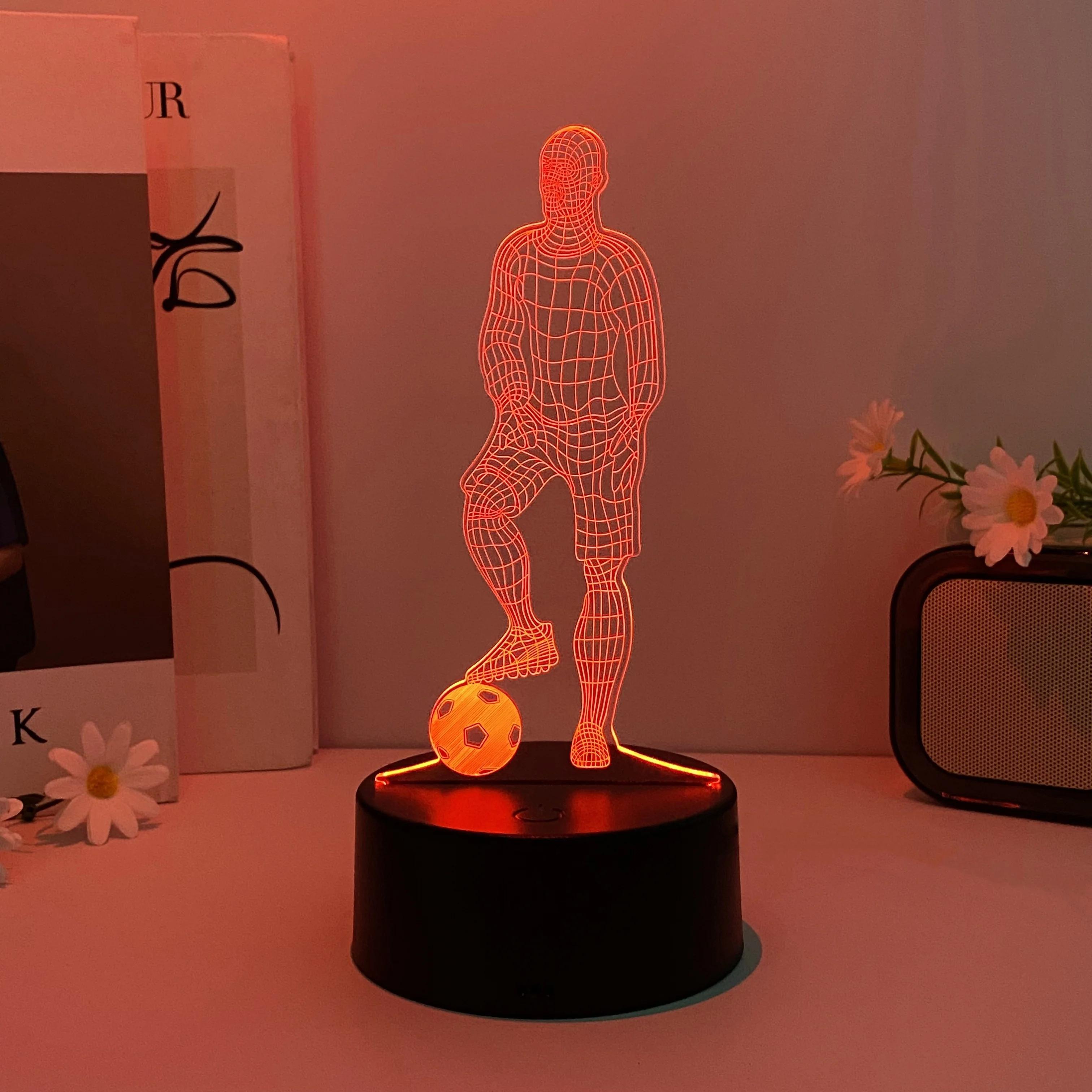 1pcs football player pattern night light, USB creative 3D atmosphere decorative light, birthday gifts for family and friends.