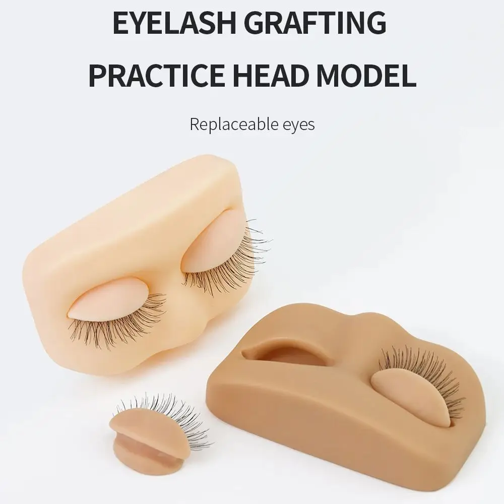 Manequim de extensão de cílios em pvc, olhos removíveis, ferramenta de prática de cílios naturais, silicone reutilizável, cabeça de treinamento de enxerto de cílios