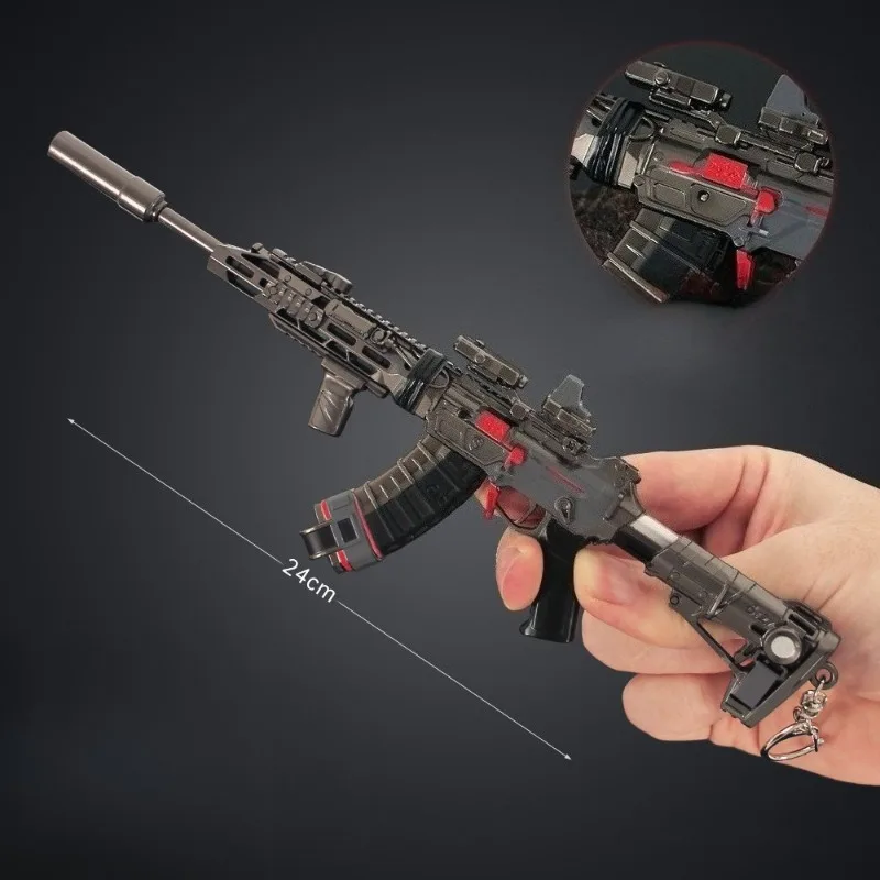 24cm/9.45인치 델타 애니메이션 주변기기 텅롱 돌격소총 합금 공예 무기 모델 펜던트 장난감 총 생일 선물 소녀 소년용
