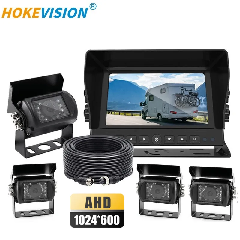 4ch ahd reverse truck night vision back car bus reverse camera back up parking system kit with lcd split ahd monitor for truck