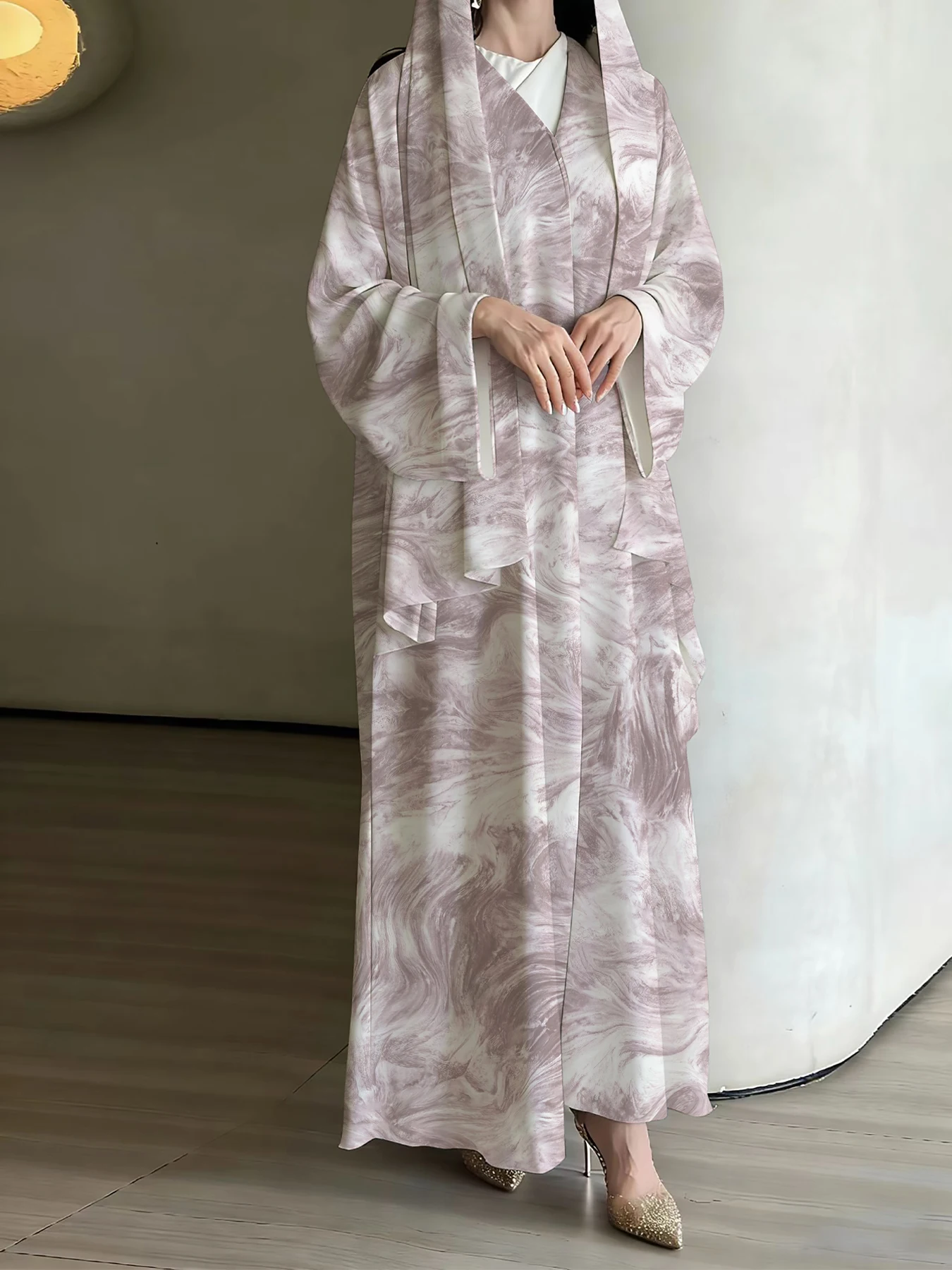 

（No headscarves included）Modest Cardigan Abaya Fashion Trend Printed Women's Clothing Middle East Hot Selling