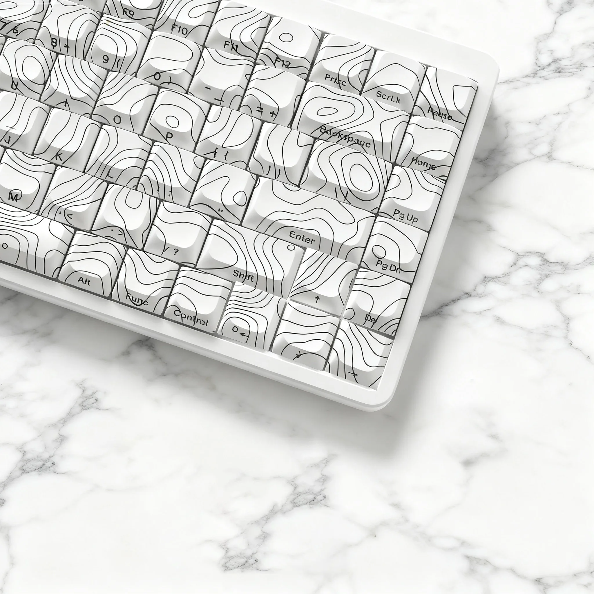 120-Key Low Profile Keycap White Contour Dye-Sublimation PBT Keycaps for MX Switch Mechanical Keyboard