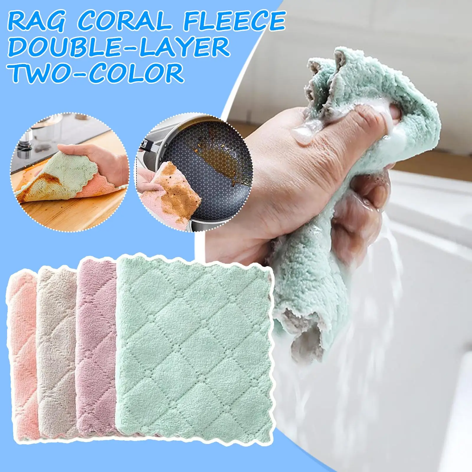 1pcs Microfiber Towel Absorbent Kitchen Cleaning Cloth Oil Non-stick Rags Napkins Towel Cleaning Household Tableware Dish V1Z1