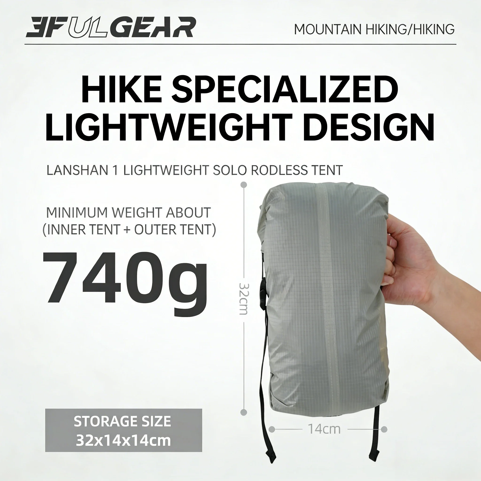 3F UL GEAR 2026 Lanshan 1 Tent Ultralight Outdoor Camping Poleless Tent T-zipper Door Waterproof Trekking Mountaineering view 4