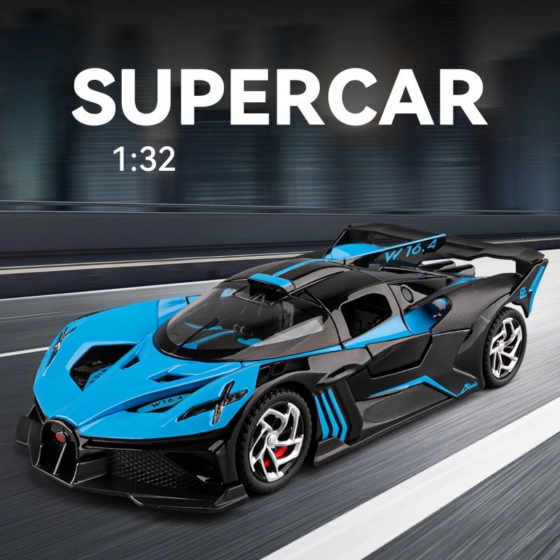 1:32 bolide modelo de carro esportivo brinquedo metal fundido música luz puxar para trás portas abertas modelos de veículos meninos presentes de aniversário
