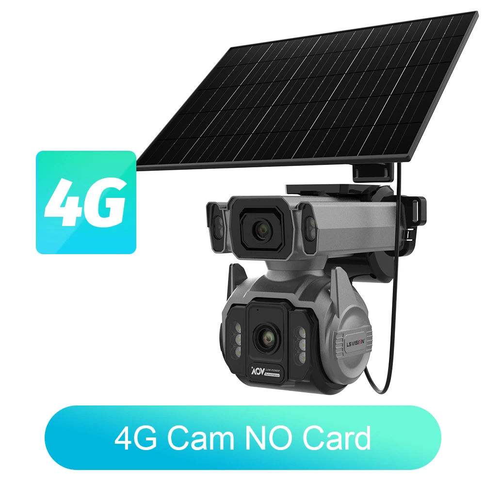 LS VISION AOV Caméra de Surveillance Extérieure 4G Nuage SIM Cctv Caméra Externe 12X Zoom Optique Do