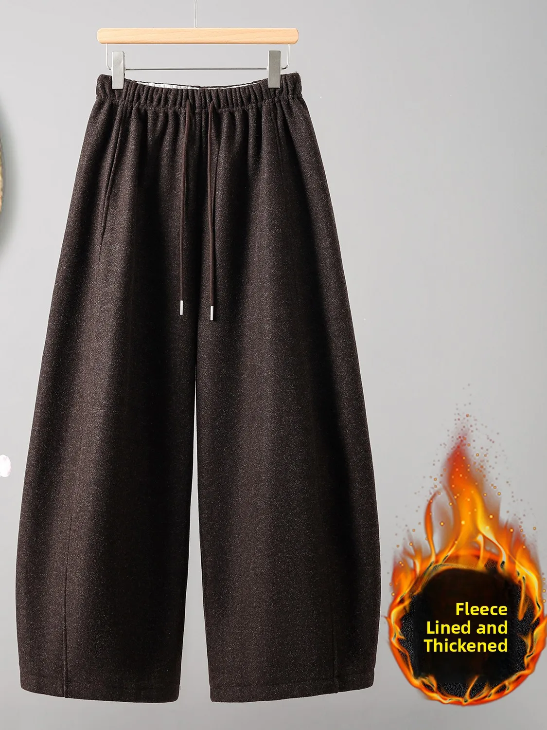 Thiened Fce gevoerde casual broek dames winter groot formaat faionable super schattige wollen broek met rechte pijpen