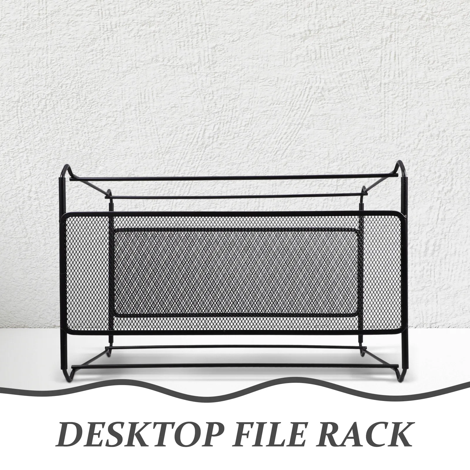 

Iron Mesh File Holder Desktop Book Organizer Storage Rack for Office School Home Document Magazine Catalog Report Filing and