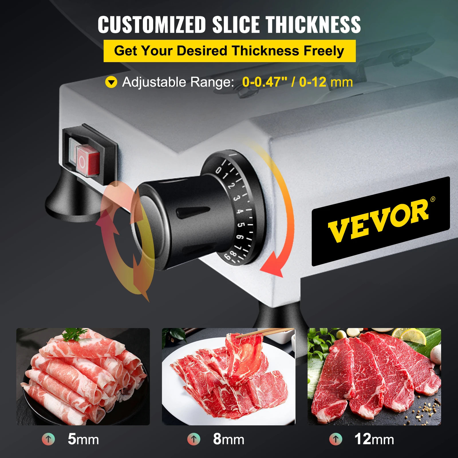 VEVOR 10 Zoll Klinge Elektrische Lebensmittel Hobel Cutter Grinder Fleisch Slicer Maschine für Kommerziellen Deli Fleisch Käse Rindfleisch Hammel Türkei