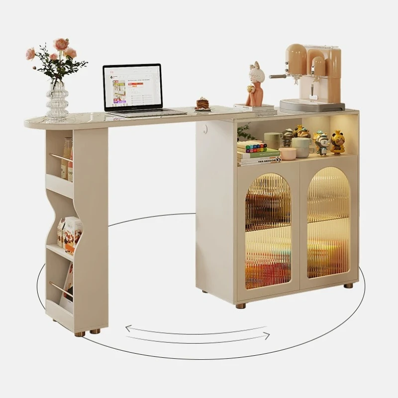 YJQ retractable living room partition storage cabinet desk integrated household multi-functional bar desk