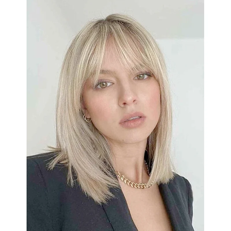 Short Bob Blonde Straight  Hair Wig Blonde Glueless Lace Front Remy Wigs