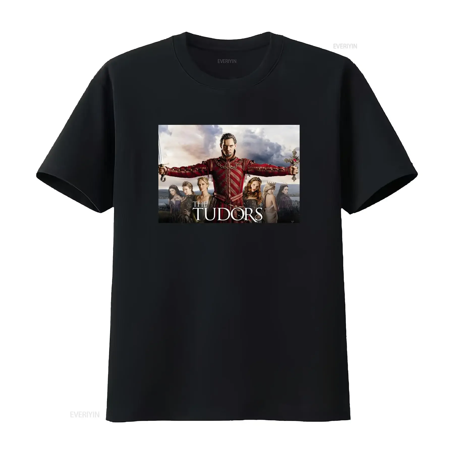 The Tudors Mens Licensed Classic TV Show Black T Shirt Final Seduction Design vintage Washed Top For Everyday Wear Versatile