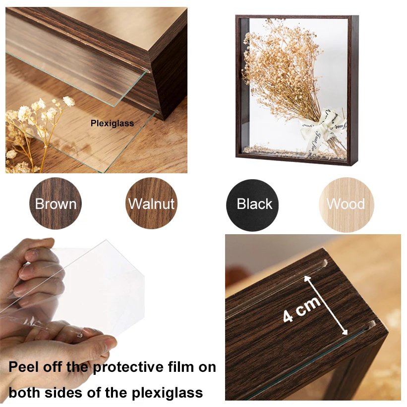 4cm Deep Stereo Display  Photo Frame Shadow Box Frames Bouquet Display Flower Case For Crafts Memorabilia Memory Picture Frame