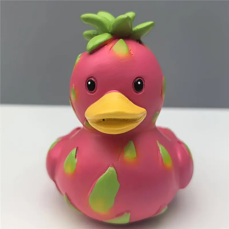 AB34-Fantasy Pitaya Duck Resin Statue Home Decor Vibrant Pink-Green Outdoor Desk Figurine Garden Art,No Battery Needed