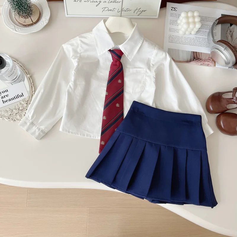 

Girls' Outfit Autumn New College Style Small Blazer Shirt Pleated Skirt Three-Piece Set Wholesale