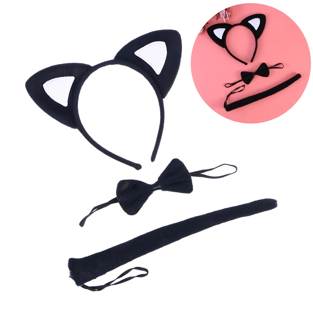 ที่คาดผมการ์ตูน 3 ชิ้น ลายแมว สำหรับคอสเพลย์ ผ้าสีขาว ยืดหยุ่น นุ่ม อุปกรณ์เสริมสำหรับงานปาร์ตี้ฮาโลวีน ดีไซน์เก๋ ไม่ซ้ำใคร เหมาะสำหรับถ่ายรูป