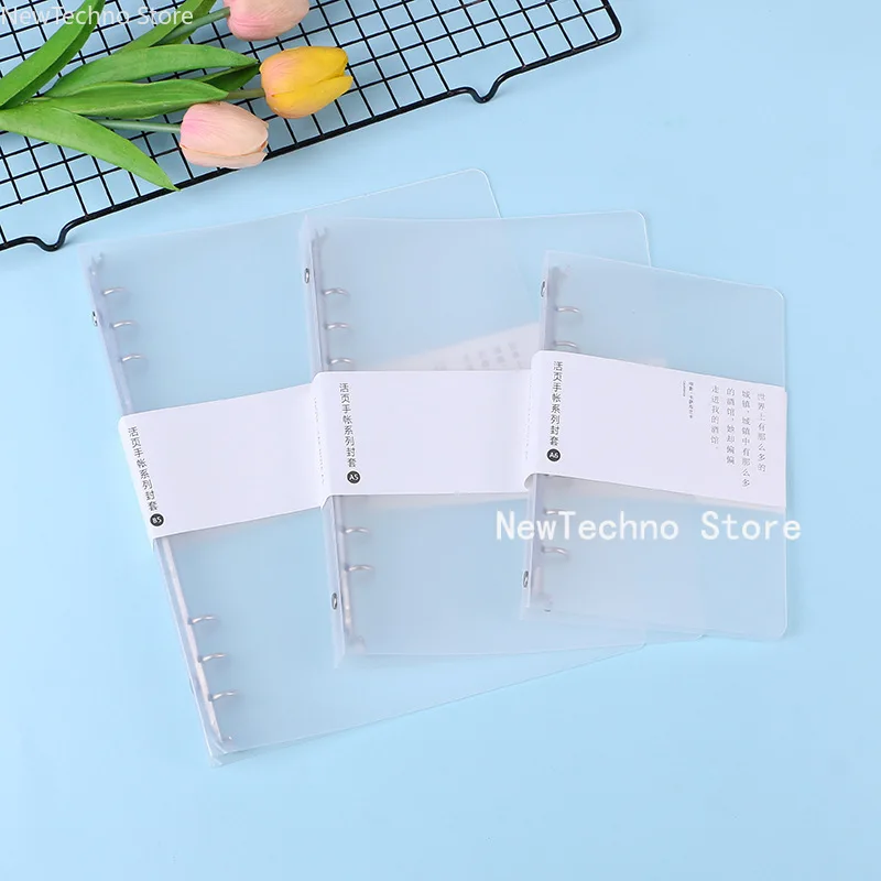 B5/A5/A6 PP 6 Holes Transparent Color Plastic Notebook Cover Case  Loose Leaf Ring Binder Diary Planner Cover