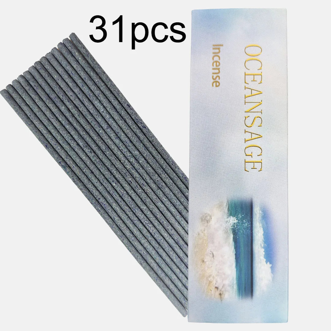 31Pcs/Box High-Quality Thick Incense Sticks, the Oceanic, Airy, Salty Scent Is Balanced with Sage Fragrance to Create a Unique Aroma, a Must-Have for Home Decoration with Long-Lasting Fragrance