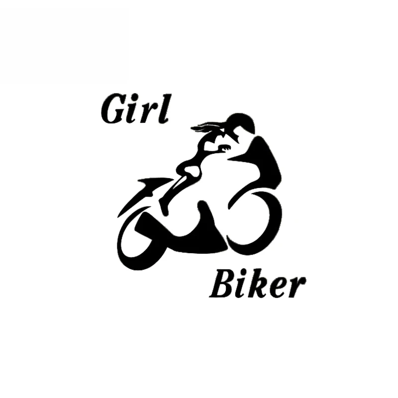 

Sexy Powerful Girl Biker Popular Design Black/Silver Zero Defect Skillful Vinyl Car Sticker Decal 10.3*10.3CM