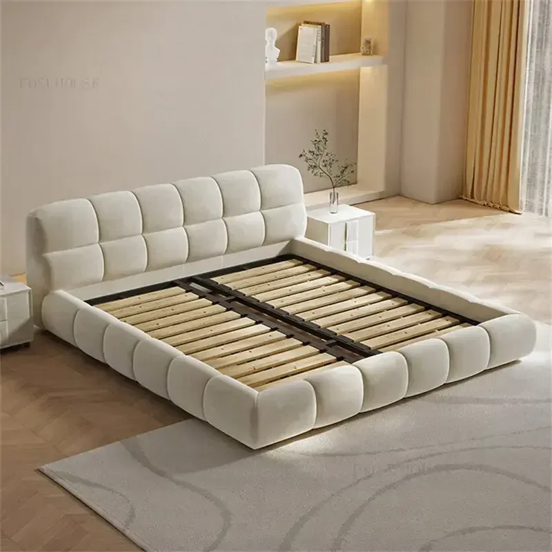 شقة التكنولوجيا الحديثة إطار سرير من القماش عنبر الشمال الأثاث سرير مزدوج كريم ماستر كاماس دي دورميتوريو الأثاث