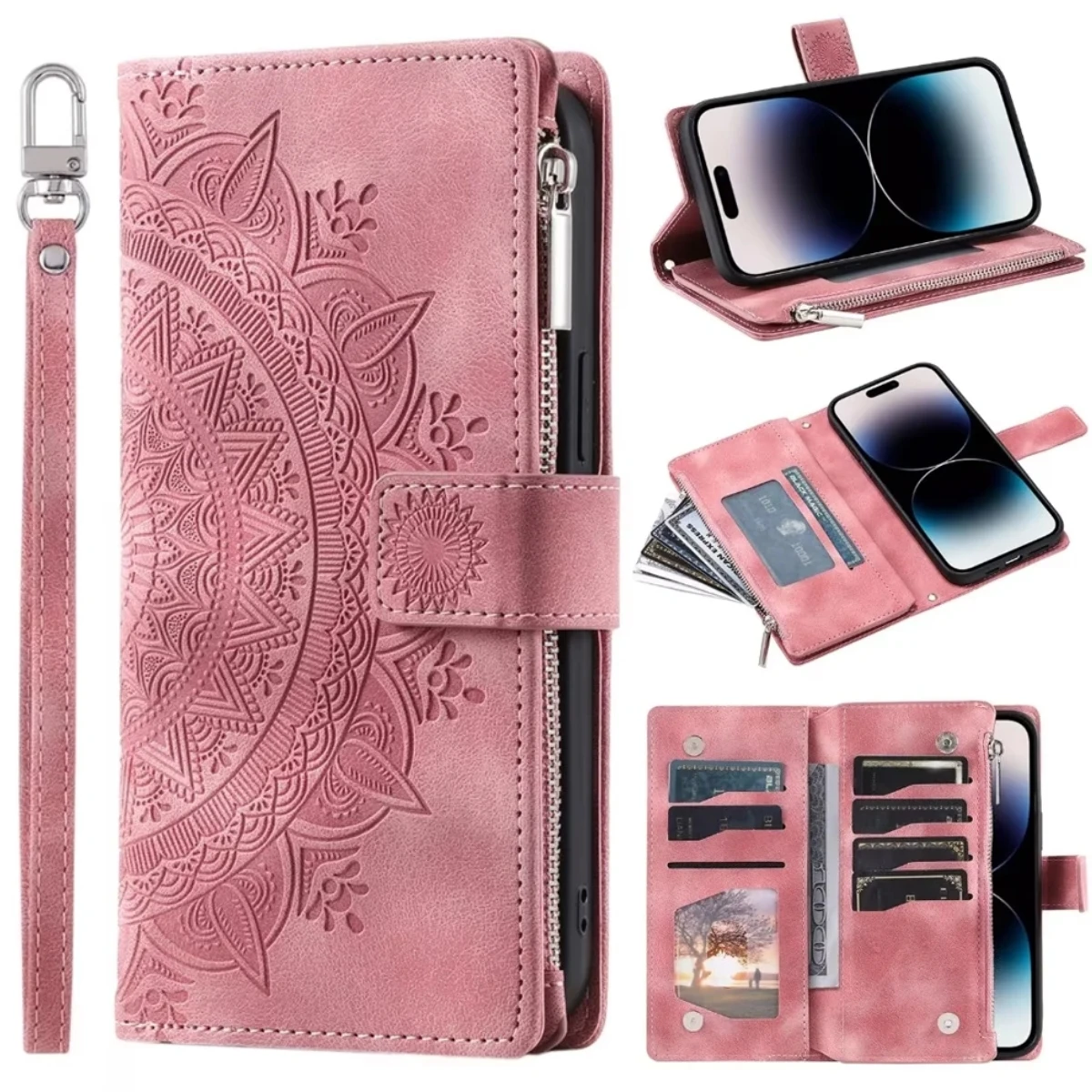 Embossing Wallet Case For Xiaomi Redmi Note 13 12S 12 Turbo 11S 10S 9S 10 9 8 Pro Plus 5G 10C 13C 7 Lanyard Flip Leather Cover