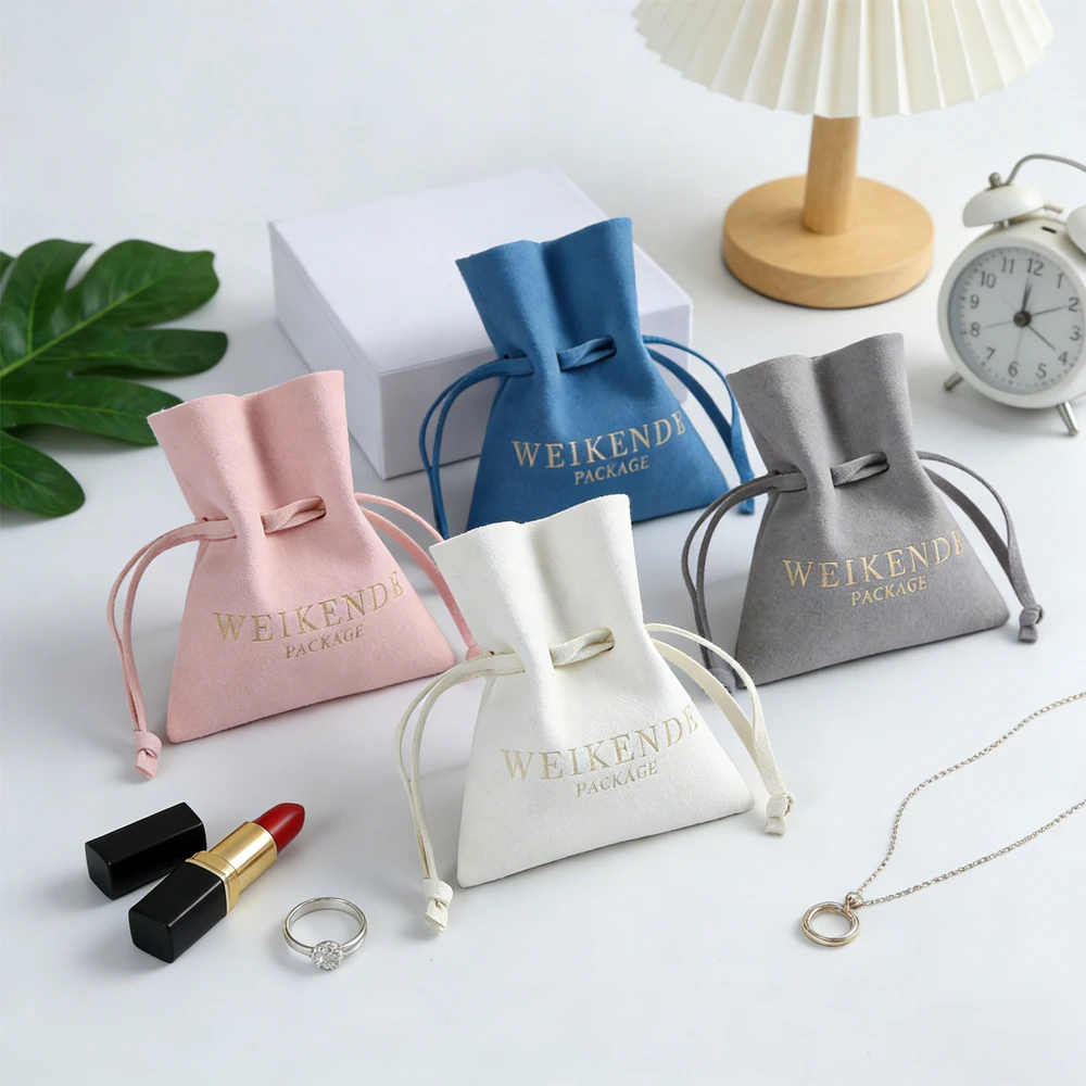 

100pcs Customed 8x10cm Microfiber Drawstring Gift Bag Jewelry Packaging Personalized Logo Ring Earrings Watch Storage Case Pouch