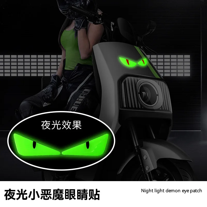 Glow in the Dark 3D Motorcycle Stickers Reflective Demon Eyes Cat Eye Decals