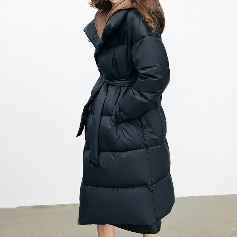 Fake Two Piece Detachable Hood Thick Down Jacket Women\'s Long High Quality White Duck Puffer Parka Coats Winter Snow Outwear