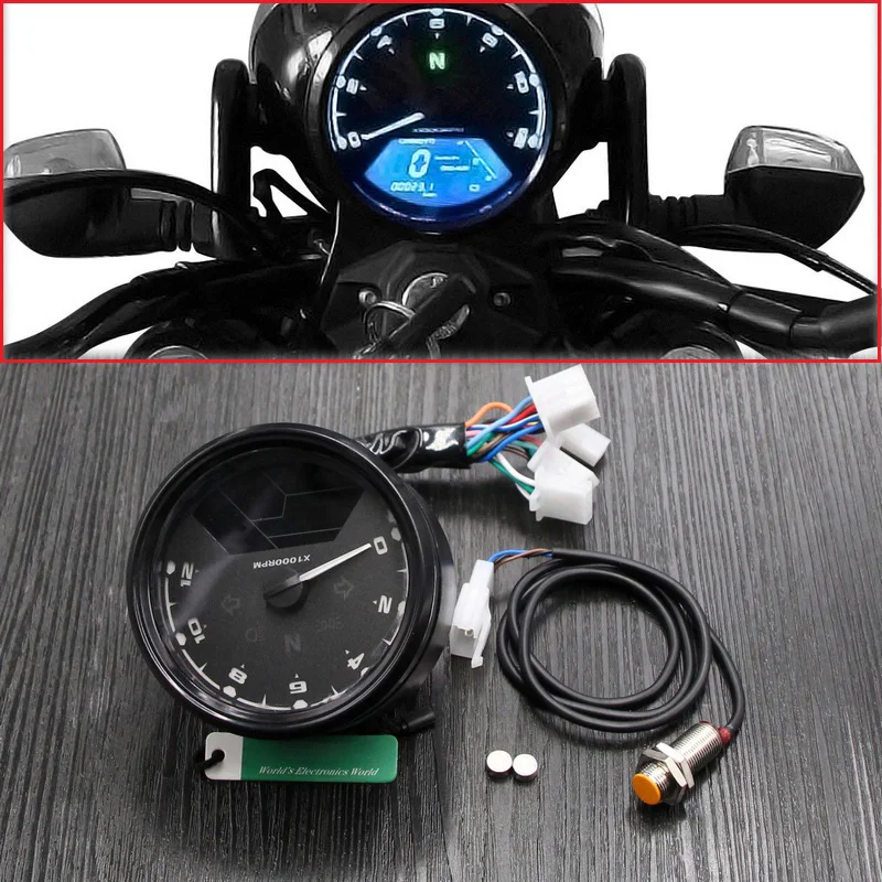 

Universal LCD Digital Motorcycle Speedometer Odometer Motorbike Tachometer MPH