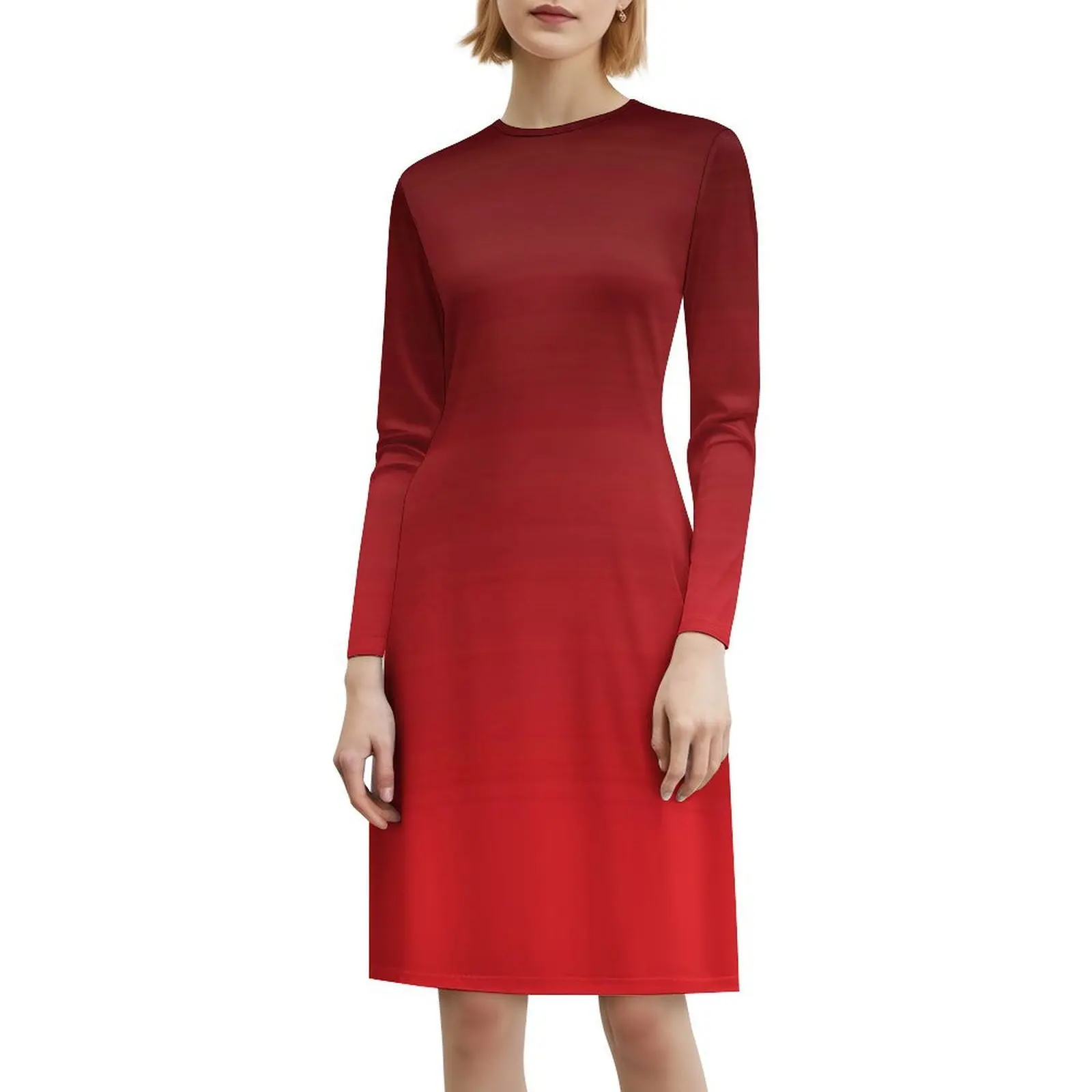 

Кроваво-красное винтажное богемное платье с градиентным узором, варианты пышных рукавов или без рукавов для женщин, хипстерское красочное свежее платье