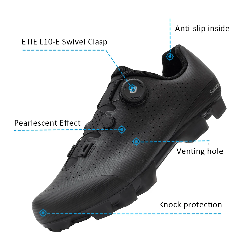 Santic Mountain Bike Sneakers Men Women Outdoor Breathable Riding Sport Auto-lock Mtb Shoes Glass Fiber & Nylon Sole Biker Shoes