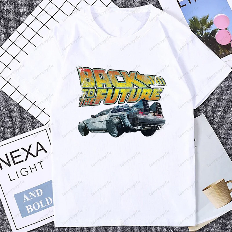 تي شيرت رجالي بني يعود إلى المستقبل ، قمم ممتعة ، تي شيرت فضفاض ، قمم ، ملابس ،