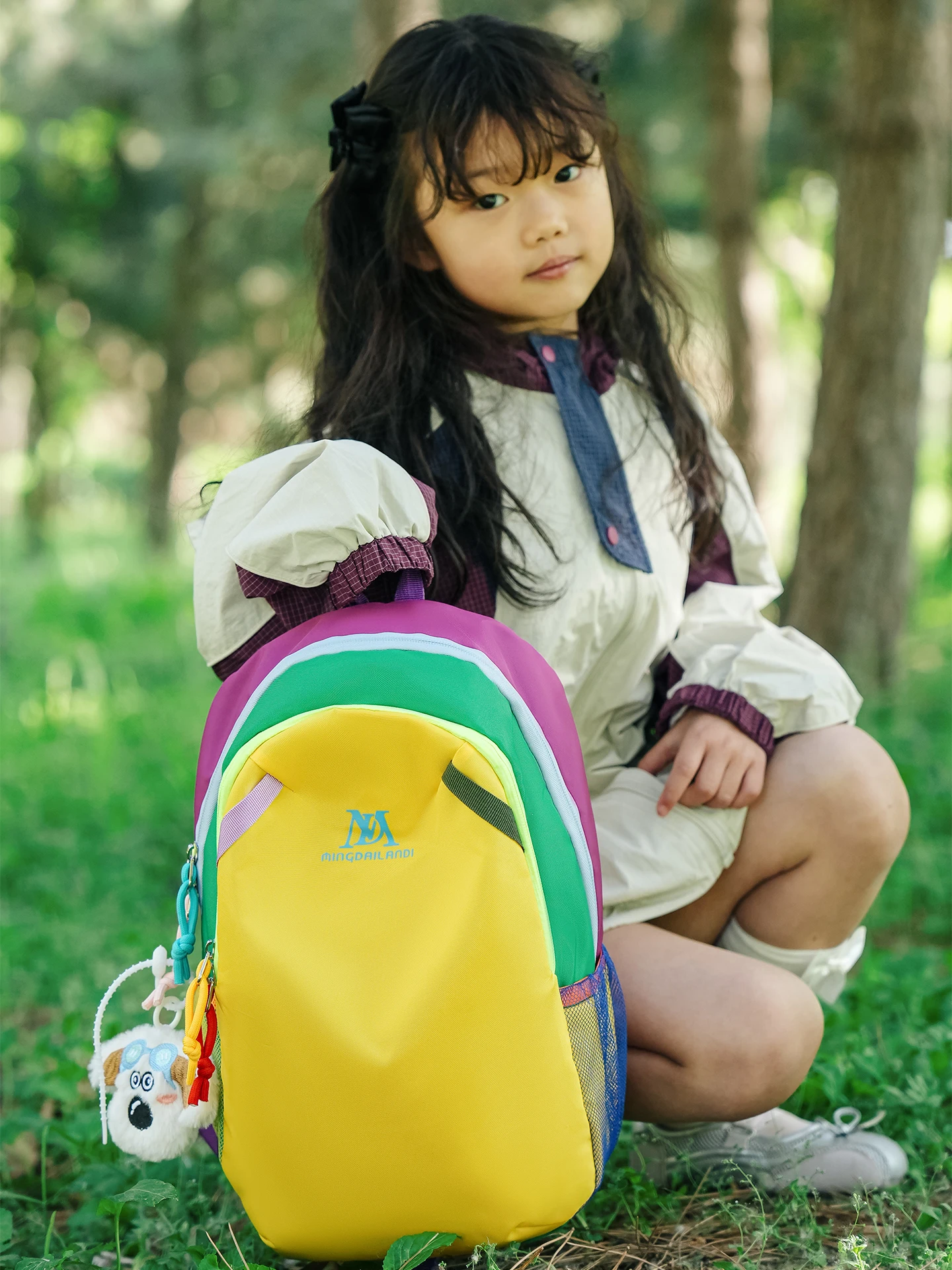 Unisex Children's Outdoor Backpack Ultra-light Dopaamine Color Block Study Travel Play Double Shoulder Bag Fashion Classic Style