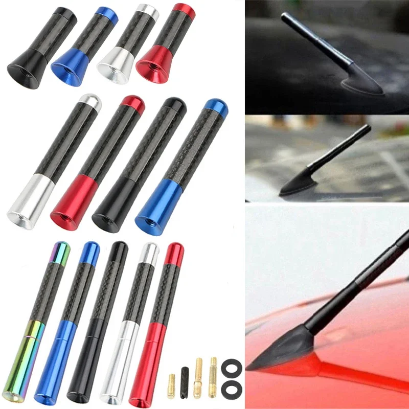 

Car Roof Antenna Carbon Fiber 3.5/8/12cm Radio Aerial Antenna Radio FM/AM Metal Receiving Antennas Short Stubby Mast Antenna