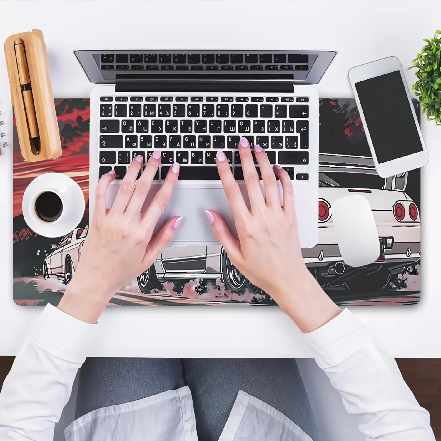 Tapete de mouse para jogos grandes de carro de corrida, teclado suave, tapete de mesa com borda de costura, fundo de borracha antiderrapante, acessório de computador
